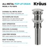 KRAUS Bathroom Sink Pop-Up Drain Assembly in Matte Black for