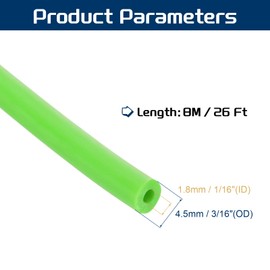 PATIKIL 26 Ft(8M) Green Rubber Tubing, 1/16"(1.8mm) ID x 3/16"(4.5mm) OD Natural Latex, 1 x Tubing