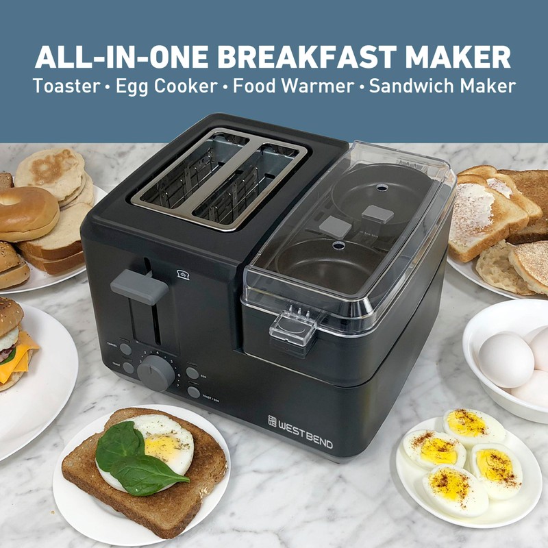 West Bend Breakfast Station 2-Slice Toaster and Egg Cooker/Poacher with