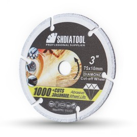 SHDIATOOL Diamond Cutting Wheel 75MM for Metal,Cut Off Disc on Rebar, Steel, Iron and INOX with Arbor 10mm
