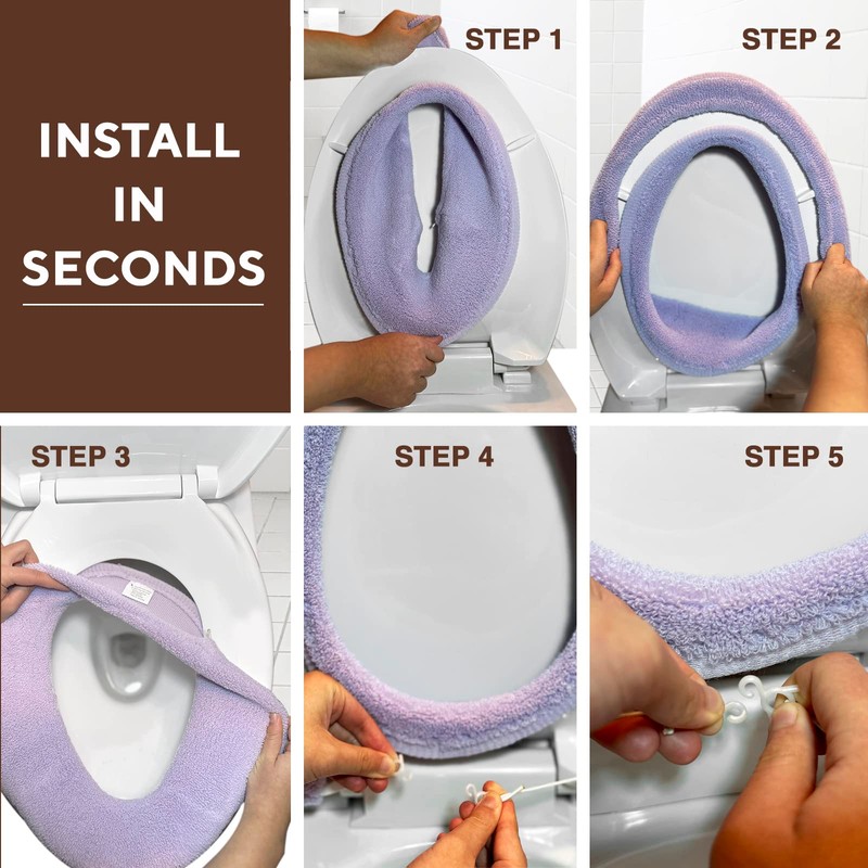 Soft Toilet Seat Cover - Plush, Thick Fabric Toilet Seat