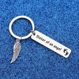 WUSUANED Baby Memorial Keychain Sister/Brother of an Angel Sympathy Gift Loss of Baby Gift (sister of an angel key chain)