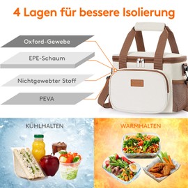 Lifewit Cool Bag Small 8.5L Insulated Lunch Bag Foldable Lunch Bag Portable Lunch Box for Men and Women Picnic Bag for Work School Beach Picnic Travel Cream