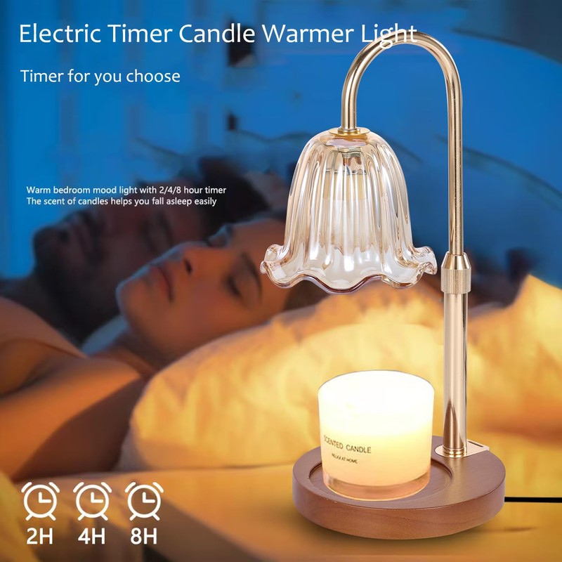 Electric Timer Candle Warmer Light,with Bracket Dimmable Candles Wax Glass