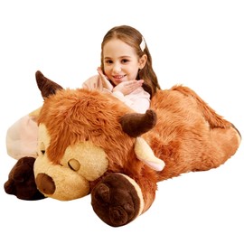 IKASA Giant Scottish Highland Cow Stuffed Animal Plush Toy,Large Big Jumbo Soft Toys,33" Huge Size Cute Fluffy Fat Plushie,Gifts for Kids