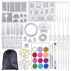 83Pcs Epoxy Jewelry Making Kit Soft Silicone Tear Resistant Widely Used Silicone Casting Mold Kit for DIY Pendant