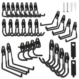 ZexHok Garage Hook Heavy Duty Wall Storage Hangers, 30 Pack Garage Storage Hooks Steel Tool Black for Ladders, Ropes, Garden Tools
