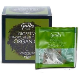 CAFES GUILIS DESDE 1928 AMANTES DEL CAFE Organic Digestive Tea from Fennel, Mint and Licorice Leaves Box 15 Pyramids - Pack of 4