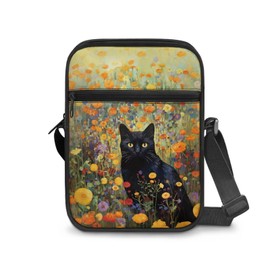 AZULCUSTO Black Cat Small Messenger Bag for Men Women Crossbody Wallet Purse Body Cross Purse for Women Female for Daily Commuting,Visiting Parks or Clubs with Friends