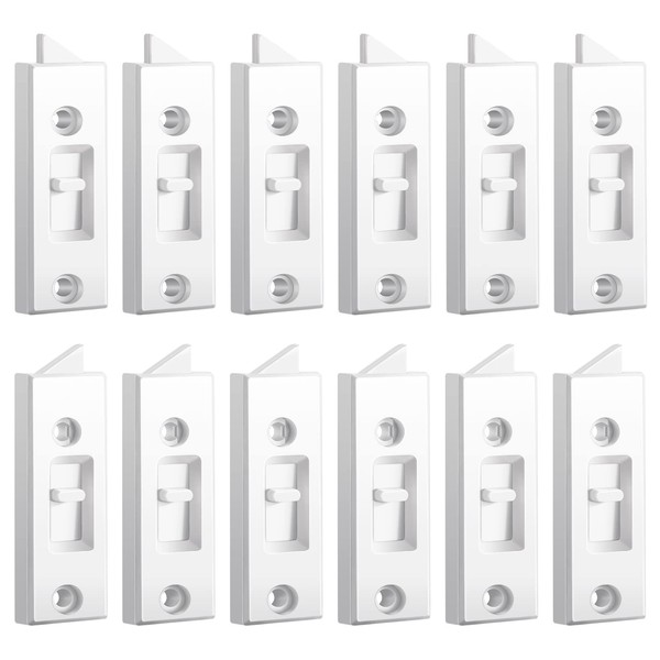 Window Latch Locks Window Parts and Hardware Window Tilt Latch Plastic Construction, Spring Loaded, 2 Inch Hole Center Spacing Sliding Lock Replacement (12, White)