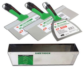 USG Sheetrock Matrix Stainless Steel Drywall Taping Knife Set 6"-10"-12" with Matrix Mud Pan