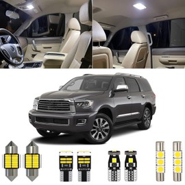 Xpismii 20 Piece Sequoia Interior LED Light Kit Package Replacement for Toyota Sequoia 2008 2009 2010 2011 2012 2013 2014 2015 2016 2017 2018 2019 2020 2021, with Placement Diagram and Install Tool