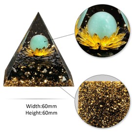 Nupuyai Lotus Healing Stone Crystal Pyramid, Energy Gemstone Pyramid Decoration with Green Aventurine, Obsidian Stone for Yoga Meditation, Room, Living Room, Feng Shui Decor
