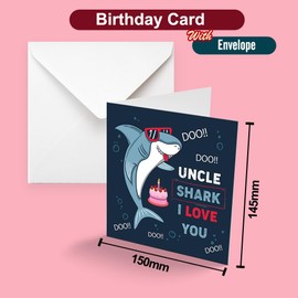 Papa Prints Uncle Birthday Card for Him Shark Love Father's Day Greeting Card Happy Birthday Uncle on Fathers Day Card from Toddler (145 x 150 mm) with Envelope