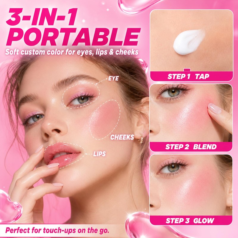 Liquid Blush Wand Temperature-Changing, Liquid Cream Blusher For Radiant, Flushed
