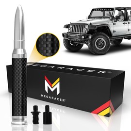 50 Cal Bullet Antenna for Jeep Wrangler Gladiator 2007-2024 | Carbon Fiber Silver | Jeep Antenna Wrangler JK Jeep Wrangler Antenna | Jeep Gladiator Antenna Truck Jeep Antenna Wrangler JL Accessories