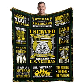 Sulpoie Veterans Gifts for Men, Veterans Throw Blanket 60"X50", Veterans Day Gifts Ideas for Men, Navy/Army/Air Force Veteran Gift for Him/Dad, Patriotic Hard Head Vietnam Veteran Blanket