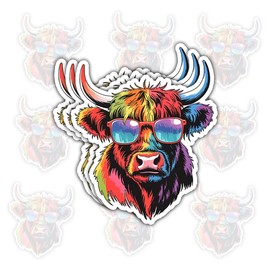 3 Pcs Super Cool Highland Cow Stickers – Funny Animal Decals for Cow Lovers – Gifts for Highland Cattle Fans and Animal Enthusiasts – for Laptop, Water Bottle, Tumbler – 3"x3"