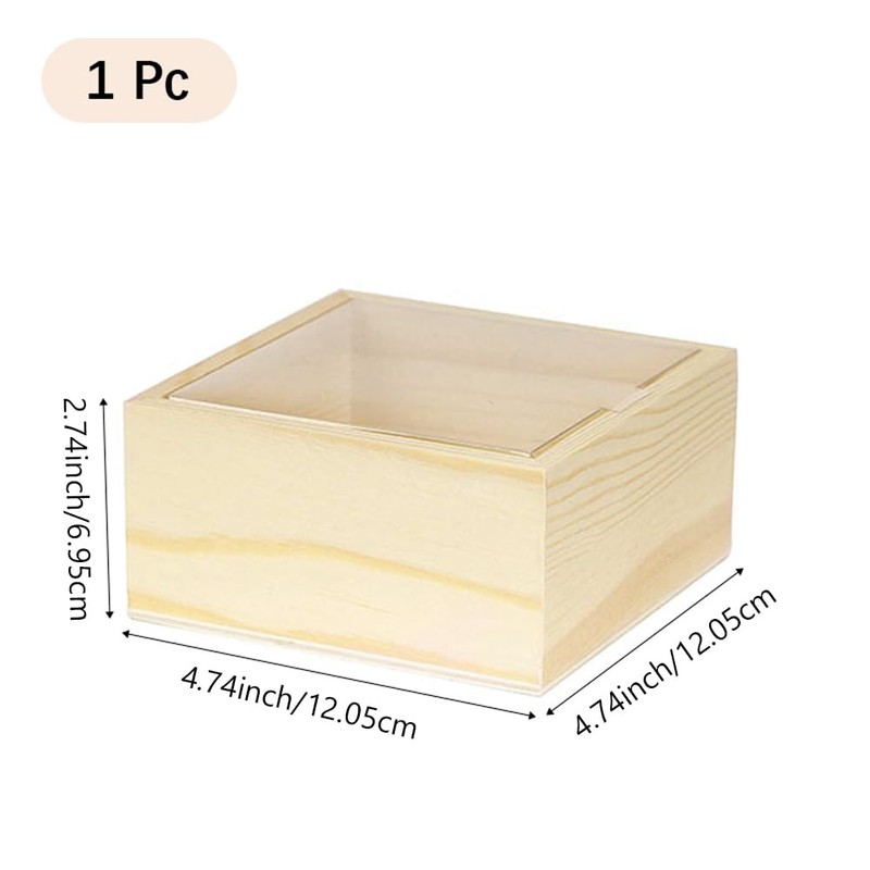 CALFOVERA 4.72×4.72×2.36 Inch Wooden Square Storage Box PapayaWhip Unfinished Gift