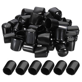 PATIKIL 26mm/1.02" Rubber End Caps, 44 Pcs Screw Caps Covers Flexible Blot Protector PVC for Screw Bolt Ends Tube Thread Caps, Black