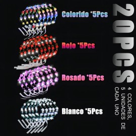Pack de 20 Diademas Corona de Flores LED Briofox, Multicolores y Ajustables, para Fiestas
