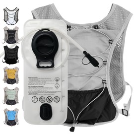 Hydration Running Vest for Women Men, Water Vest Backpack 2L, Lightweight Hydration Pack Water Backpack for Hiking, Trail Marathon Race (Pack with 2L Water Bladder) - Grey
