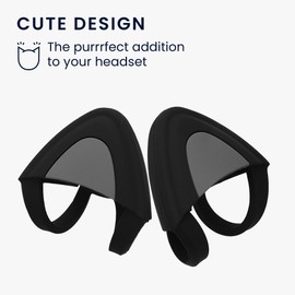 kwmobile Cat Ears for Overear Headphone (Set of 2) - Fits Headbands 1" to 1.5" (2.5cm to 3.8cm) Diameter - Black/Grey