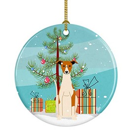 Caroline's Treasures BB4224CO1 Merry Christmas Tree Whippet Ceramic Ornament, 3 in, Multicolor