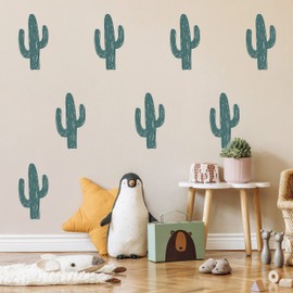 Decalcomania Cactus Wall Decals - Set of 12 Southwest Wall Stickers for Nursery Bedroom Kitchen Classroom Decor Removable Peel and Stick Indoor Western Decor