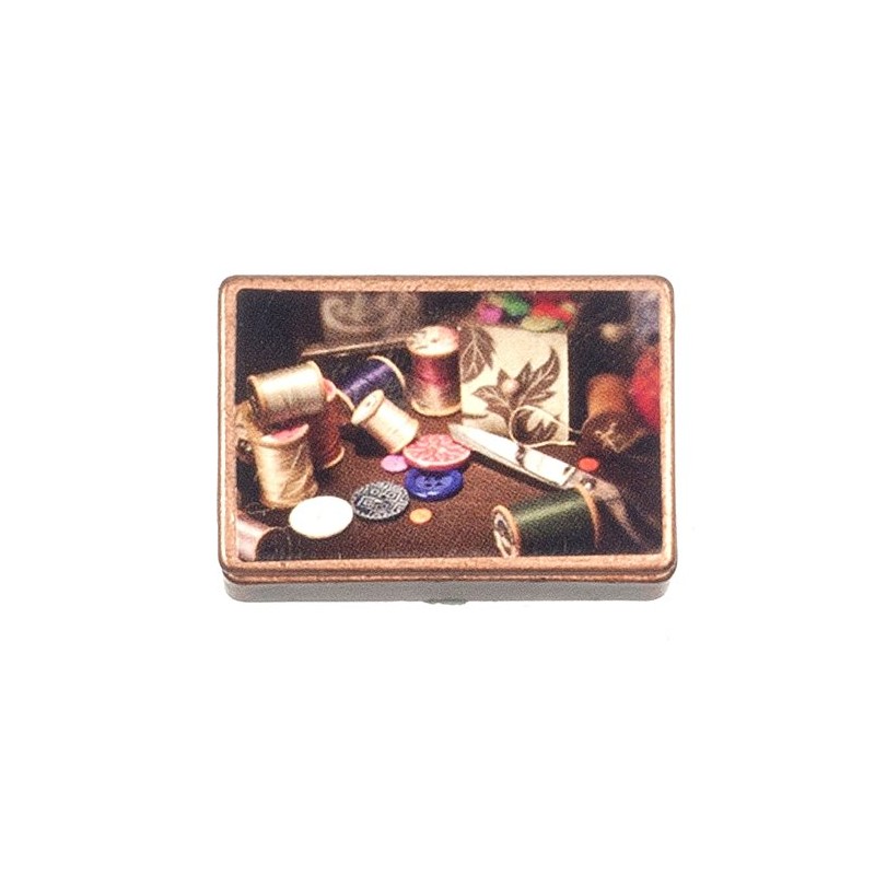 Melody Jane Dollhouse Full Old Fashioned Copper Sewing Box Miniature