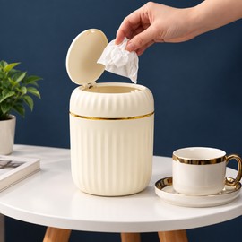 Mini Desktop Trash Can with Lid for Home & Office – Compact Plastic Waste Bin Organizer for Desk, Bedroom & Workspace