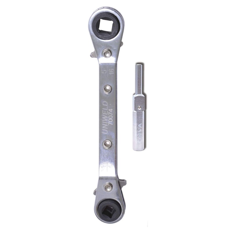 Uniweld 70074 Offset Ratchet (3/16,1/4,5/16,3/8) with DHVA Dual Hex Wrench