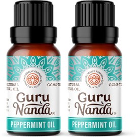 GuruNanda Peppermint Essential Oil, 100% Pure, Natural & Undiluted Aromatherapy Oil for Diffusers & DIY Recipes, Promotes Mental Clarity (2x0.5 Fl Oz)