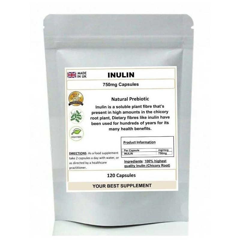 Inulin Capsules Natural Prebiotic Pure no additives (High Grade) 30
