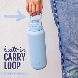 Ello Cooper - Botella de agua de acero inoxidable de 32 onzas con popote y asa de transporte, doble pared y metal aislado al aspiradora, tapa de...   