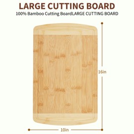 DYTesa Bamboo Cutting Board 16x10x1 inch with Juice Groove - Bamboo Cutting Board, Charcuterie Board, Butcher Block, Non Plastic Wooden Chopping Board