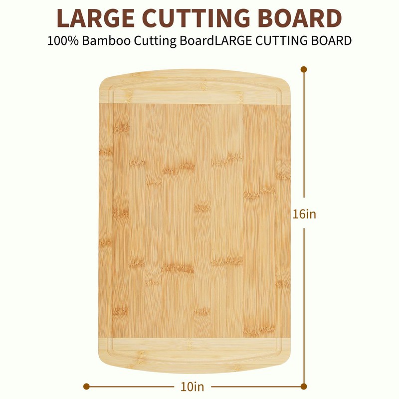 DYTesa Bamboo Cutting Board 16x10x1 inch with Juice Groove -