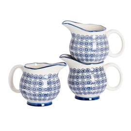 Nicola Spring Hand-Printed Milk Jugs - 300ml - Navy - Pack of 3