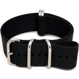 Da Luca Ballistic Nylon Military Watch Strap - Black (Matte Buckle) : 22mm