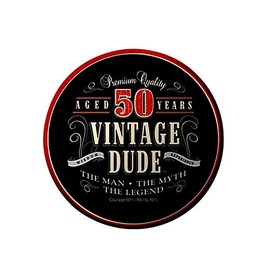 50th Birthday Vintage Dude Aged 50 Years Birthday Edible Icing Image Cake/cupcake Topper for 8 inch round cake or larger