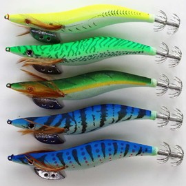 No. 4.0 A20egi40h5XGB Rattle Set of 5 Yellow/Green/Blue Color Set of 5 Luminous Squid Fishing Eggs Bait Trees