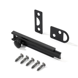 khtumeware 4 Pack Matte Black Solid Brass Surface Bolt 3" Door Slide Bolt Door Latches for Top of Door Matte Black Lock.
