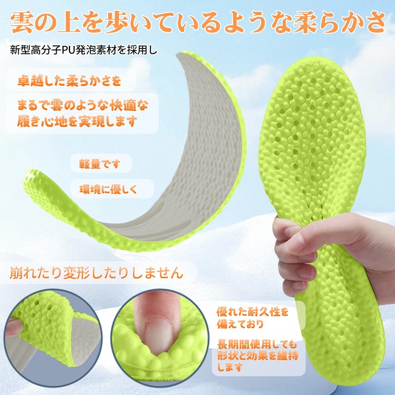 Solemacher Boost Insole, Anti-Fatigue, Shock Absorption, Soft, Breathable, Sweat Absorbent,