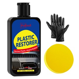 POLIXEL Plastic Restorer for Cars, Restores Faded Plastic, Vinyl, Rubber, Trim, Bumpers & Interior Surfaces to Like-New Finish - Brings Back Deep Black & Color, UV Resistant - 3.4OZ