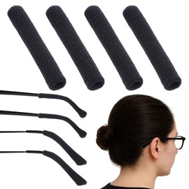 2 Pair Ear Cushions for Glasses, Black Glasses Ear Cushion, Soft Ear Pads for Glasses, Elastic Eyeglass Cushions Temple Tips for Behind Ear