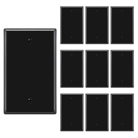 [10 Pack] BESTTEN 1-Gang No Device Blank Wall Plate, Standard Size, H4.53” x W2.76”, Unbreakable Polycarbonate Thermoplastic Outlet Cover, UL Listed, Black