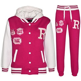 A2Z 4 Kids Unisex Girls Boys Baseball Tracksuit R Fashion FOX - B.B Tracksuit Pink 7-8.