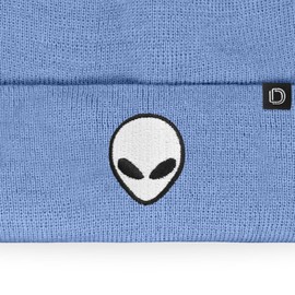 DALIX Alien Embroidered Beanie UFO Warm Winter Space Knit Hat for Men in Periwinkle