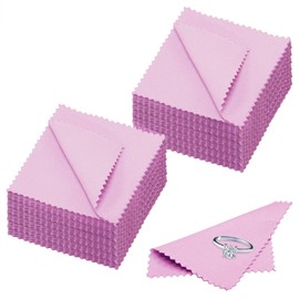100pcs Premium Jewelry Cleaning Cloth, Keeps Jewelry Clean and Shiny.Silver Polishing Cloth Individually Wrapped.(Pink, 3.15" x 3.15")