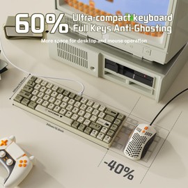 AJAZZ AK680 Mechanical Gaming Keyboard and mouse Combo Hot-Swappable PBT Keycaps RGB Backlit Full Keys Programmable Anti-Ghosting USB-C Wired 60% Ultra-Compact Mini Wired Keyboard for Windows PC Mac G